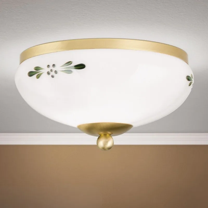 Nejprodávanější Stropní svítidlo LANDHAUS 1xE27/60W/230V pr. 21 cm mosaz/bílá/zelená