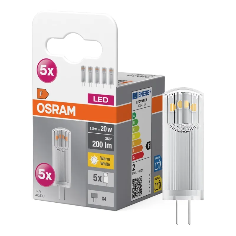 SADA 5x LED Žárovka PIN G4/1,8W/12V 2700K - Osram Jen Po Omezenou Doba