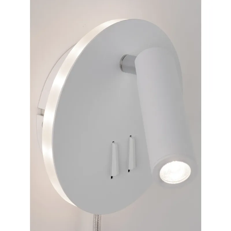 Nejlepší Volba Paulmann Tabari, nástěnné svítidlo k posteli s dvojím svícením, LED 4W+1,4W 3000K, bílá, průměr 14cm