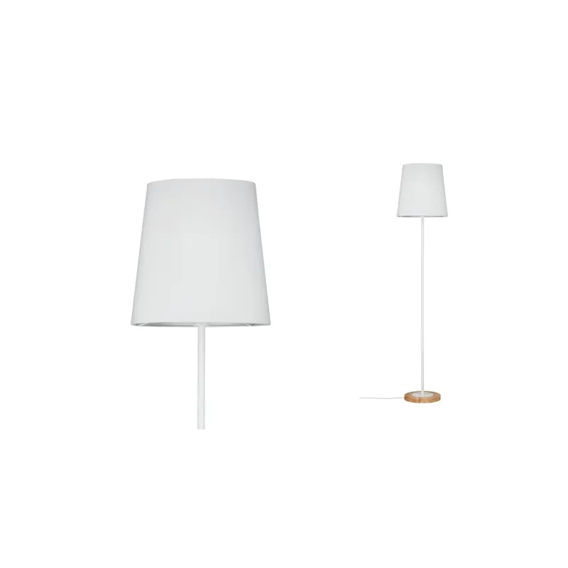 Hit Sezóny Paulmann Stellan, stojací lampia ze dřeva, kovu a bílé látky, 1x20W LED E27, výška 161cm