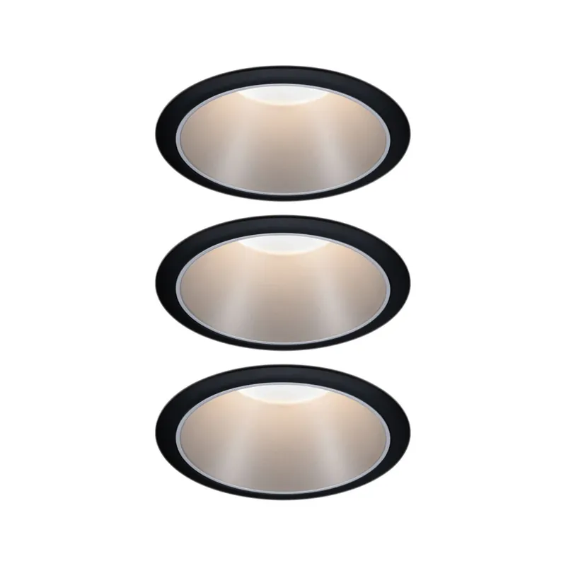 Paulmann Cole Coin, set bodovek v černo-stříbrné úpravě, 3x6W LED 2700K tříkrokové stmívání, prům. 8,8cm, IP44 Ověřený