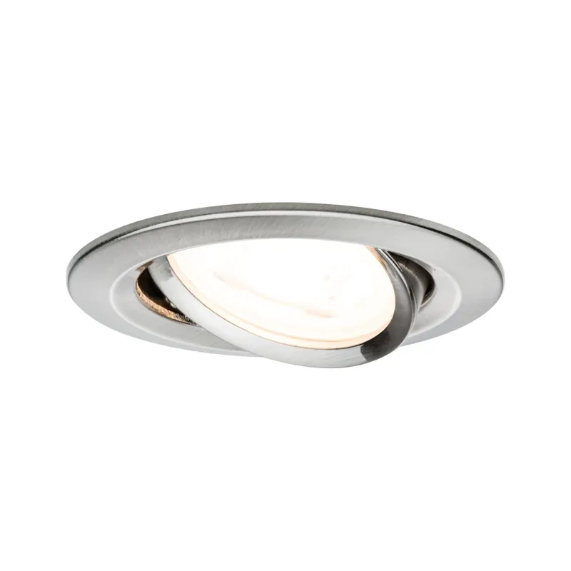 Paulmann LED Nova round, kulatá bodovka v úpravě broušená ocel, 1x6,5W LED 2700K GU10, 3 krokové stmívání, prům.8,4cm Vysoce Kvalitní