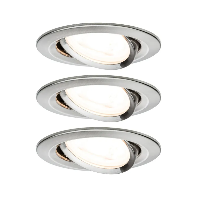 Odeslání Ihned Paulmann LED Nova round, set kulatých bodovka v úpravě kartáčovaný hliník, 3x6,5W LED 2700K GU10, 3 krokové stmívání, prům.8,4cm