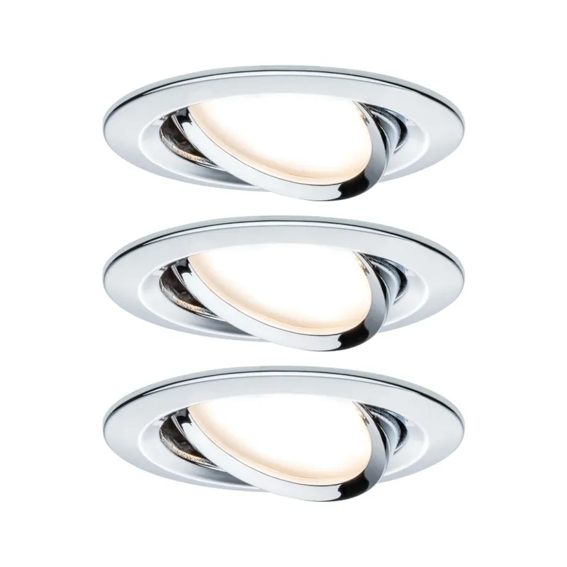 Akční Nabídka Paulmann LED Nova round, set kulatých bodovka v úpravě chrom, 3x6,5W LED 2700K GU10, 3 krokové stmívání, prům.8,4cm