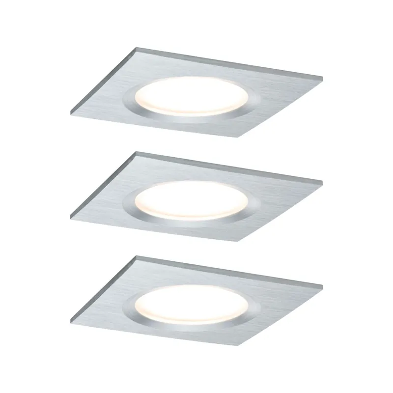 Oblíbený Paulmann Premium LED Slim Coin, hranatá zápustná bodovka 3x6,8W LED 2700K stmívatelná, broušený hliník, 7,8x7,8cm, IP44