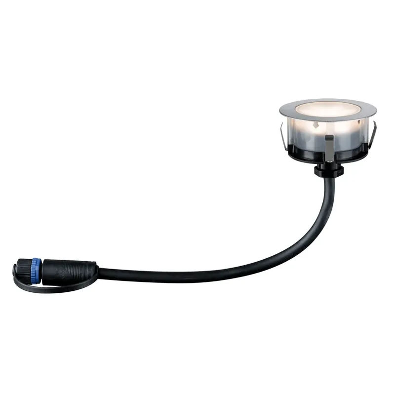 Dokud Zásoby Vydrží Paulmann Plug&Shine Floor Eco, zápustné svítidlo do terasy 1W LED 3000K, stříbrná, prům. 7cm, IP65