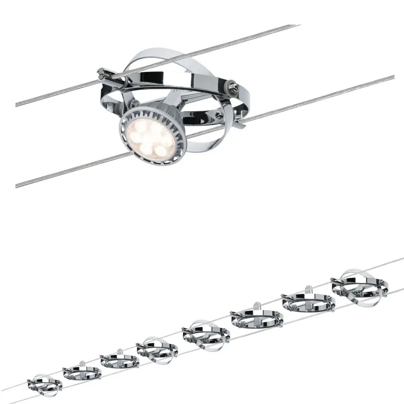 Must-Have Paulmann Cardan, lankový systém, 8x GU5,3, chrom, délka 500cm