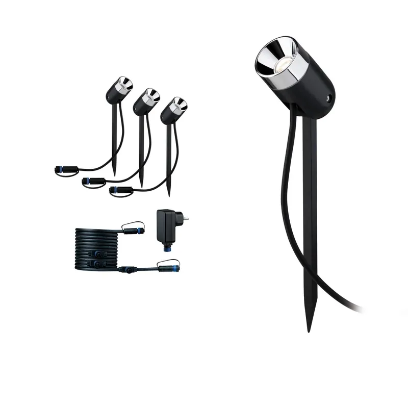 Jen Po Omezenou Doba Paulmann Plug&Shine Pike, sada venkovního osvětlení s trny 3x3,5W LED 3000K, antracit, IP65