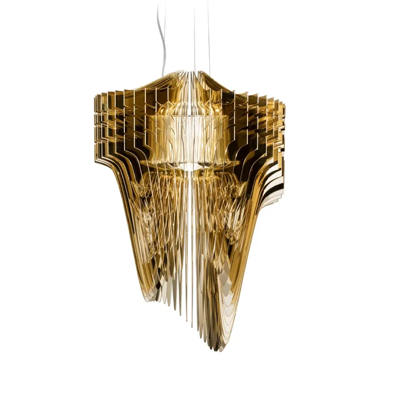 Koupit Online Slamp Aria M Gold, závěsné svítidlo od Zaha Hadid, 3+1 LED E27, Ø60x90cm