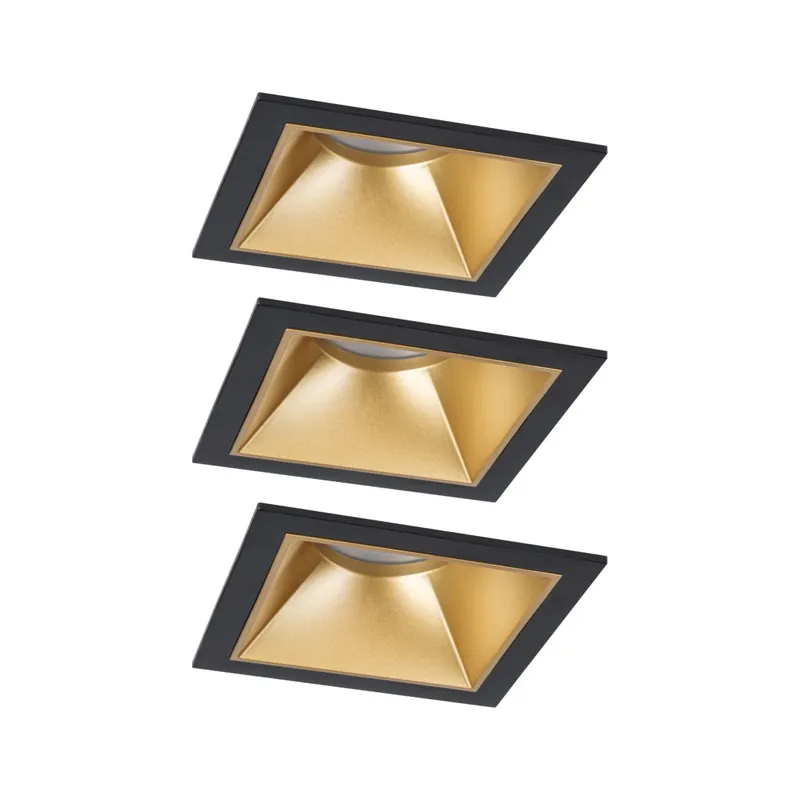 Výprodej Paulmann Cole Coin, set bodovek v černo-zlaté úpravě, 3x6W LED 2700K tříkrokové stmívání, 8,8x8,8cm, IP44