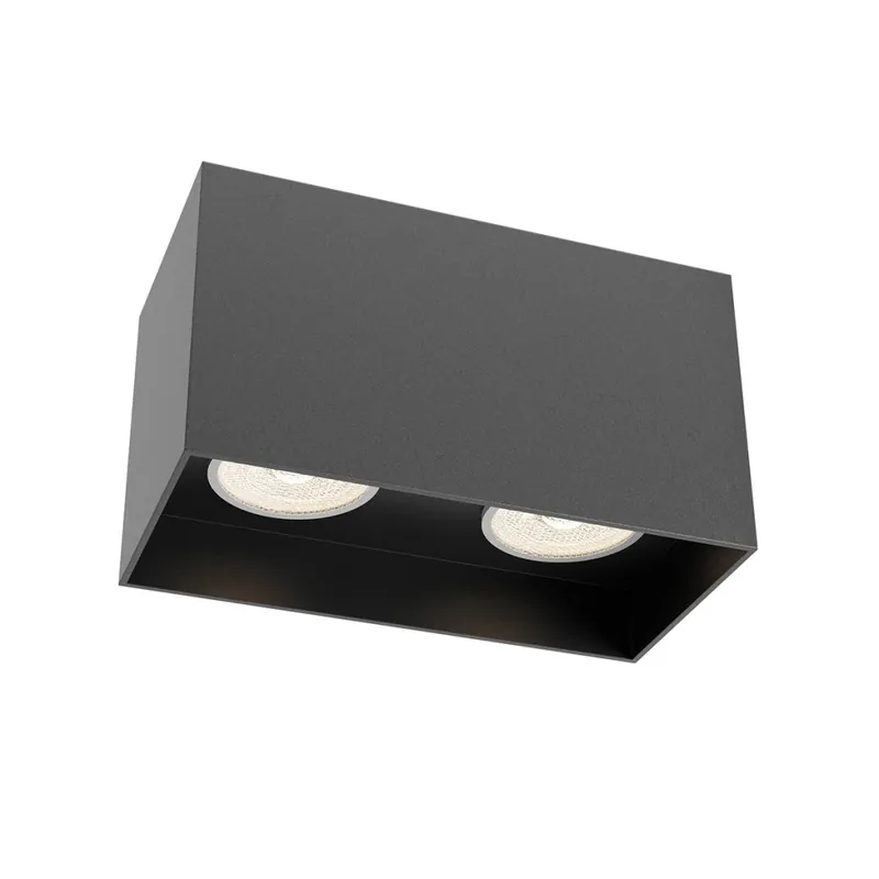 Finální Výprodej Redo Corinth, černé stropní svítidlo, 2x7W GU10, 16x8cm, výška 9,1cm