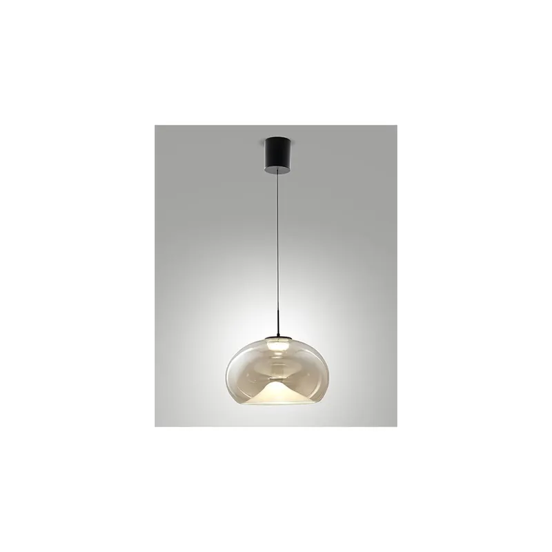 Hit Sezóny Fabas Brena, závěsné svítidlo z jantarového skla, 1x14W LED 2700/3000/4000K krokové stmívání, prům. 33cm