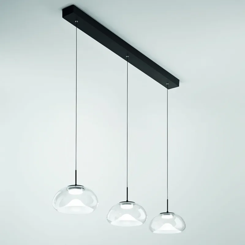 Časově Omezené Fabas Brena, závěsné svítidlo z čirého skla, 3x10W LED 2700/3000/4000K krokové stmívání, délka 105cm