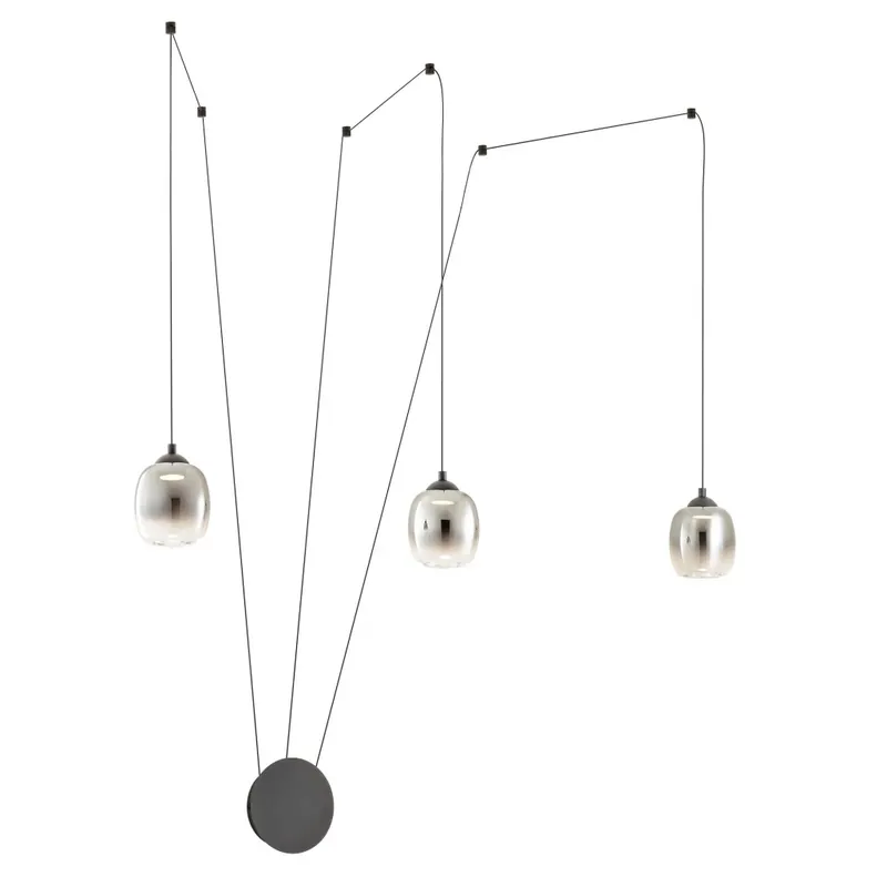 Redo Khadi, nástěnné/závěsné svítidlo z kouřového skla 3x LED 6W, 3000K, průměr stínidla 12cm, tříkrokové stmívání Nejlepší Cena