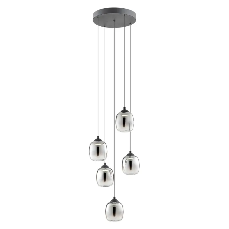 Nízká Cena Redo Khadi, závěsné svítidlo z kouřového skla 5x LED 6W, 3000K, průměr 35cm, tříkrokové stmívání
