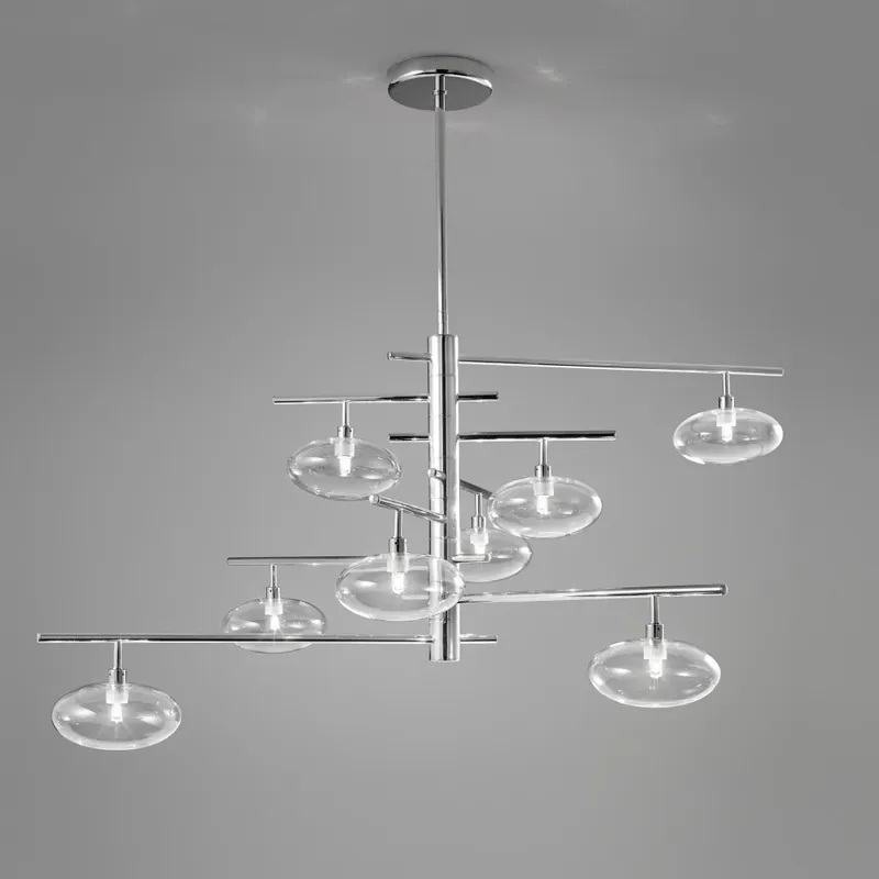 Metal Lux Dolce, závěsné svítidlo 8xG9, chrom/čiré sklo, 80x50cm Vysoce Kvalitní