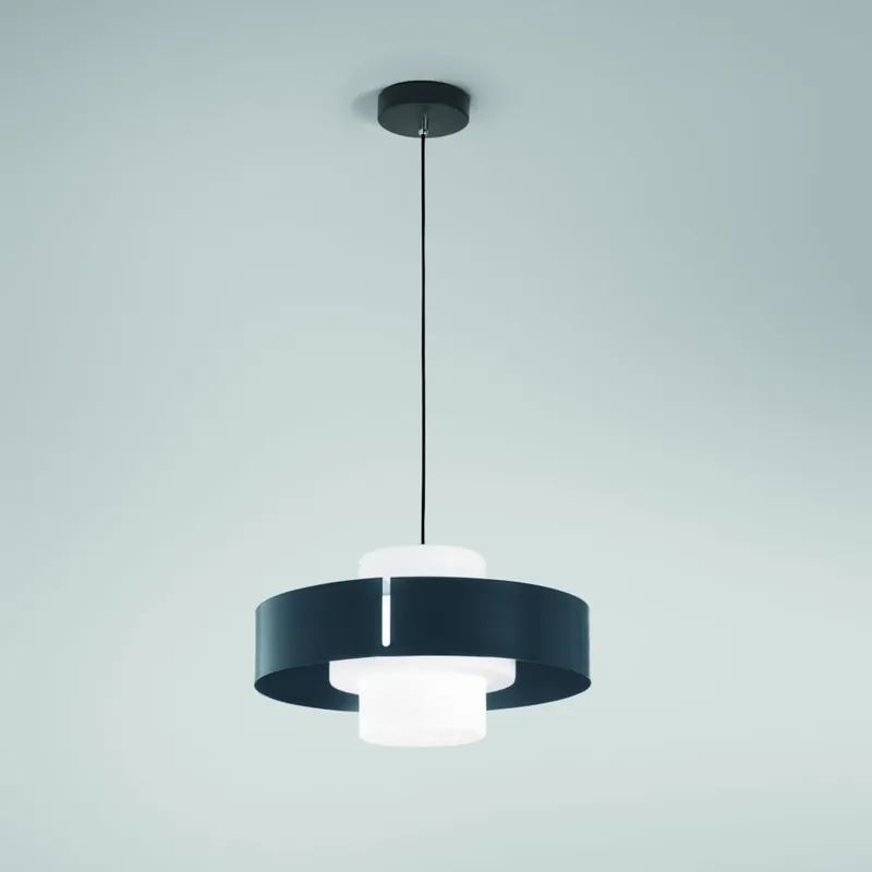 Fabas Loto, lustr z foukaného skla se stínítkem z antracitového kovu, 1x40W E27, průměr 45cm Tovární Cena