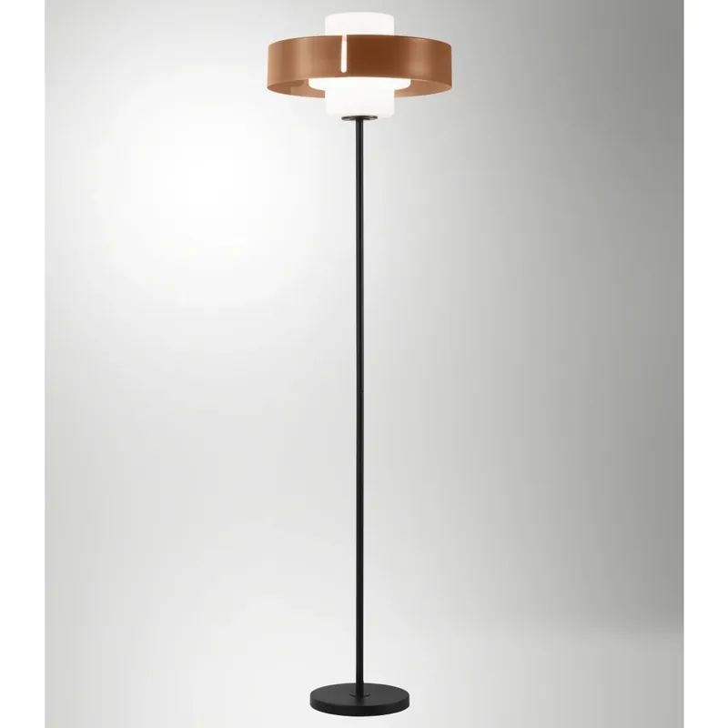 Omezená Nabídka Fabas Loto, stojací lampa se stmívačem z foukaného skla se stínítkem z cihlového kovu, 1x40W E27, výška 170cm, průměr 45cm