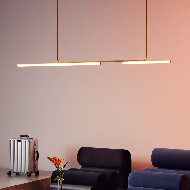 Marset Ambrosia, závěsné lineární svítidlo LED 28,8W 3000K, zlatá, délka 210cm Speciální Cena
