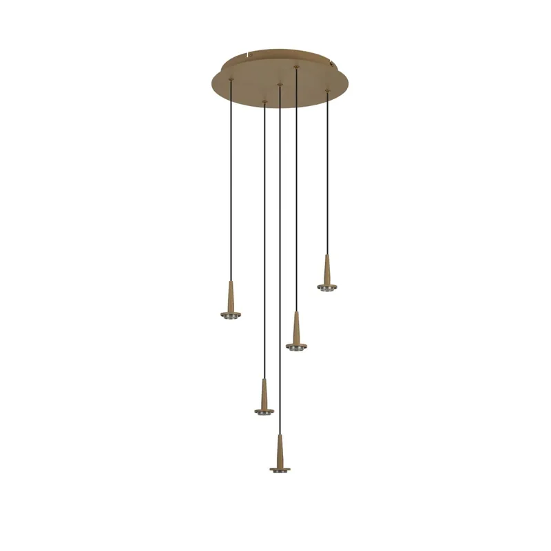 Mantra Andromeda, zlaté závěsné svítidlo LED 5x5W 3000K bez stínidel, průměr 35cm Nová Kolekce