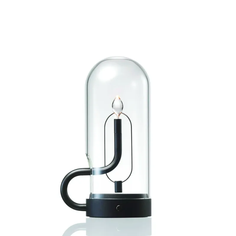 Ověřený Ambientec Hymn Black, bateriová lampička z černého hliníku a skla, LED 2000K dotykové stmívání, Ø6,9x16,5cm, IP66