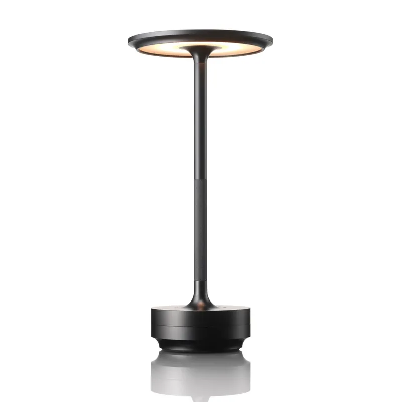 Ambientec Turn Aluminium Black, bateriová lampička z černého hliníku, LED 1800-2500K dotykové stmívání, Ø13x27,5cm, IP66 Nejlepší Volba