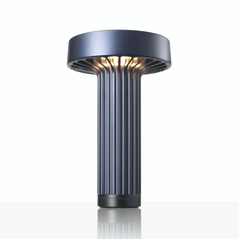Ambientec Fotica Indigo, přenosná lampička z modrého hliníku, LED 1800-2500K dotykové stmívání, Ø13x20,5cm, IP66 Levný