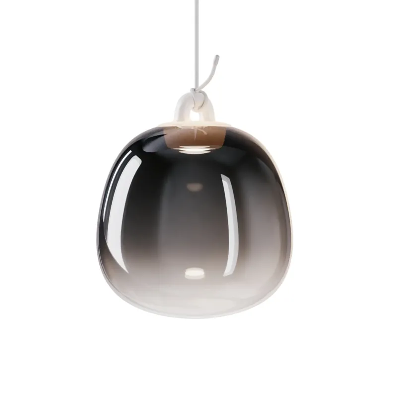 Lodes Obló small, závěs z kouřového foukaného skla, 1x7W LED 2700K, Ø21,1x24,3cm Levný