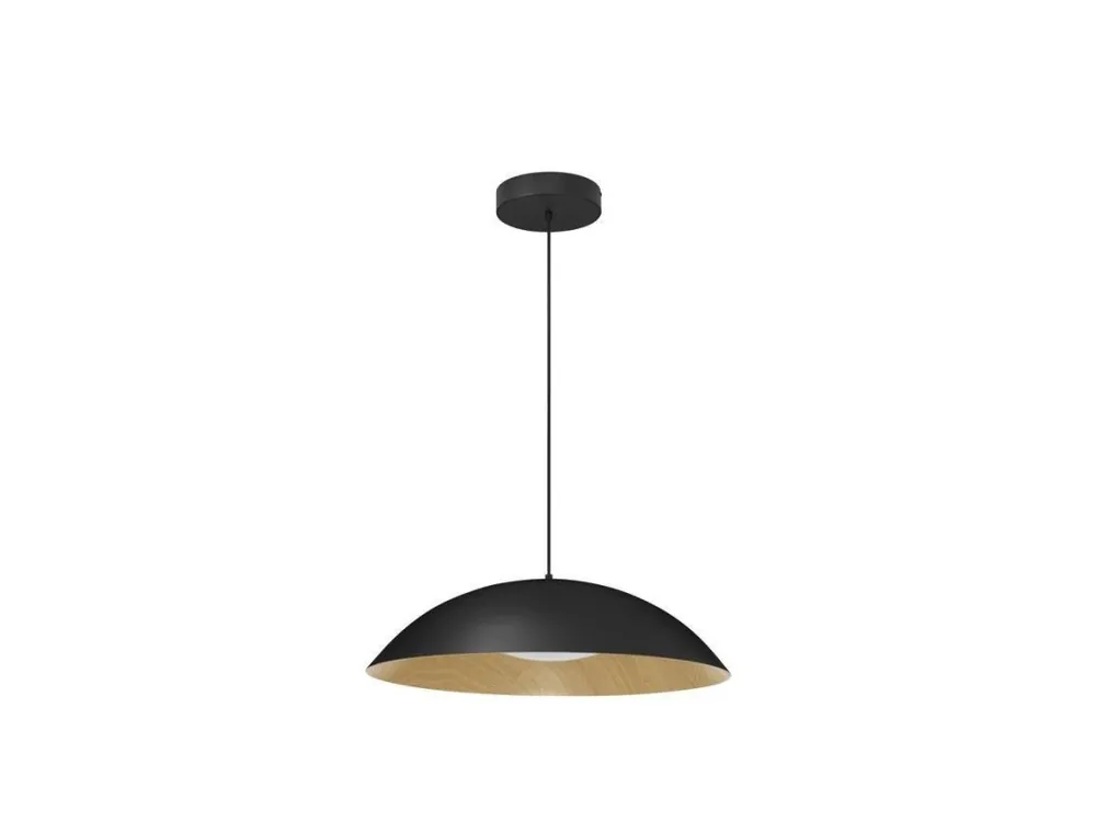 Závěsné svítidlo GLIM černá zvenku přírodní dřevo uvnitř hliník a akryl LED 47W 230V 3000K IP20 stmívatelné - NOVA LUCE Cenový Hit