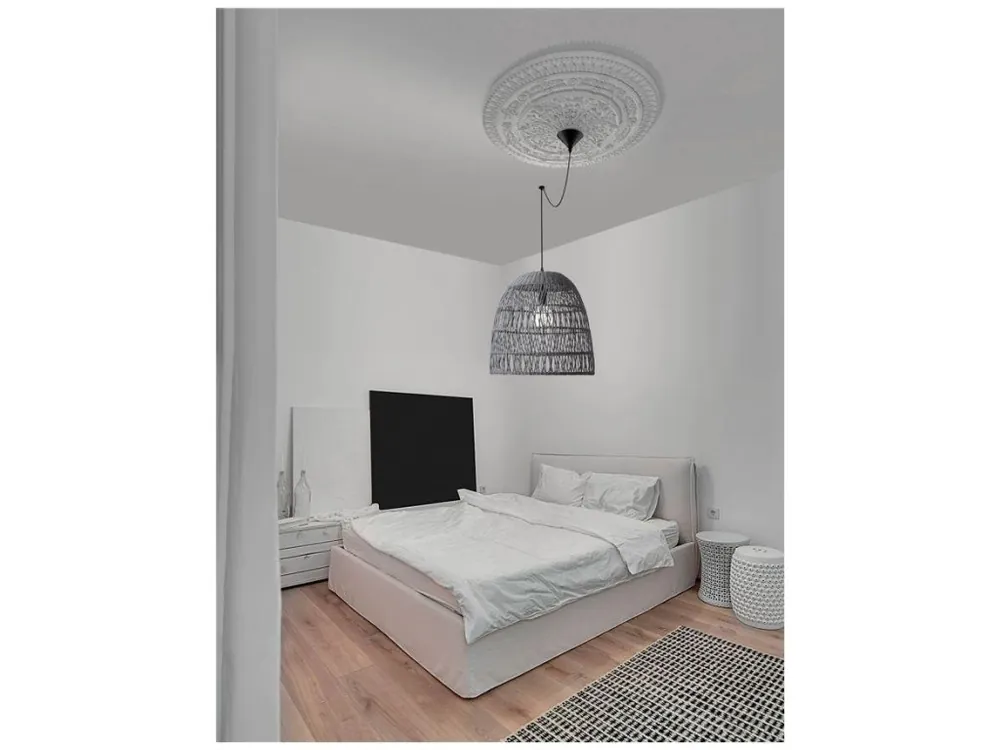 Závěsné svítidlo DESTIN železo a ratan, šedá barva E27 1x12W IP20 bez žárovky - NOVA LUCE Poslední Šance