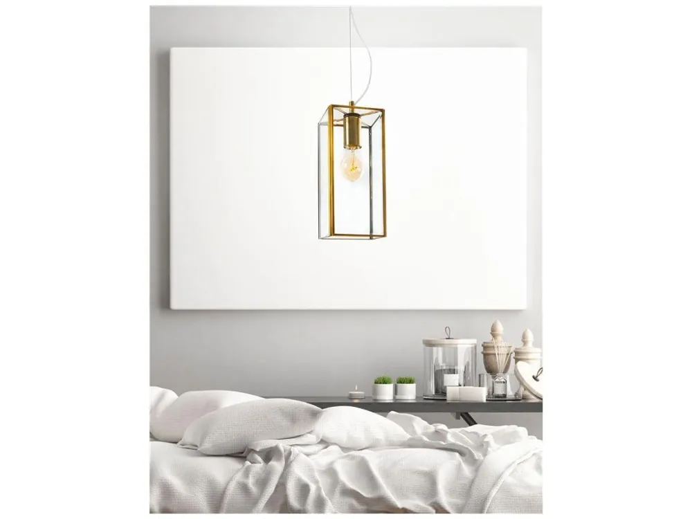 Víkendová Akce Závěsné svítidlo FLAVIO antický kov mosaz čiré sklo E27 1x12W 230V IP20 bez žárovky - NOVA LUCE