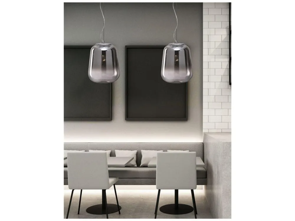 Vysoce Kvalitní Závěsné svítidlo OLIVERIO kouřové sklo s přechodem chromovaný hliník E27 1x12W IP20 bez žárovky - NOVA LUCE