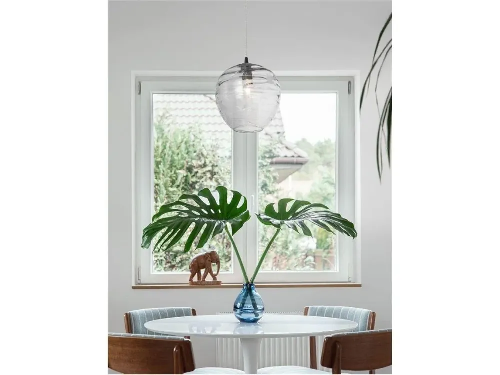 Závěsné svítidlo EVLEEN matný černý kov a světle šedé sklo E27 1x12W 230V IP20 bez žárovky - NOVA LUCE Omezená Nabídka