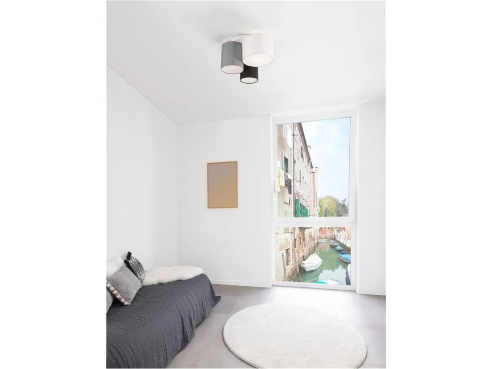 Nízká Cena Stropní svítidlo BRYSON bílá kovovová základna bílé, černé a šedé stínítko E27 3x12W 230V IP20 bez žárovky - NOVA LUCE