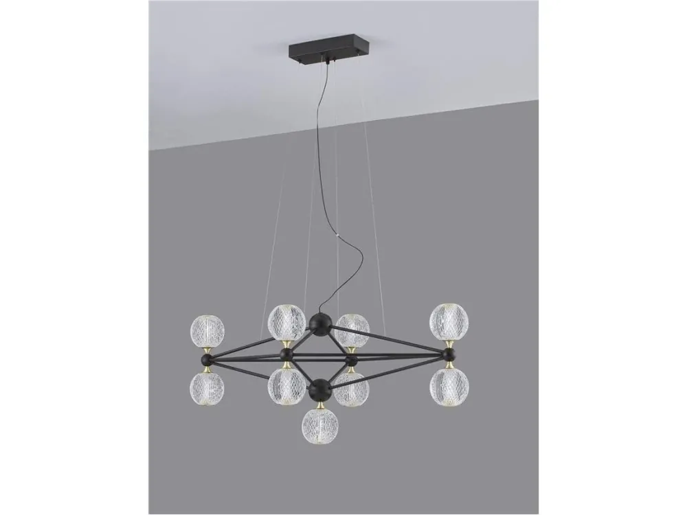 Závěsné svítidlo BELINDA černý hliník a akryl LED 41W 230V 3200K IP20 stmívatelné - NOVA LUCE Expresní Doručení