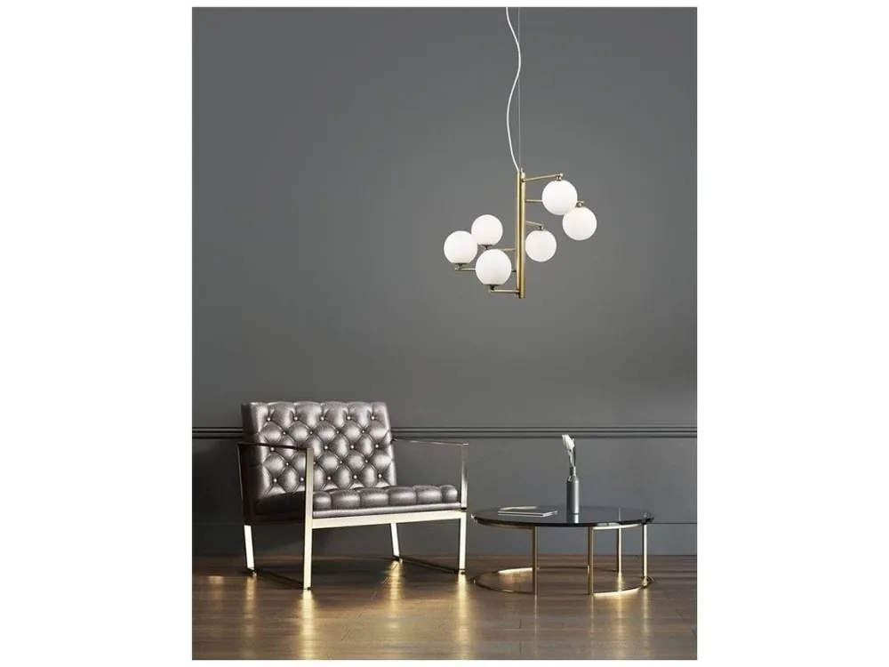 Závěsné svítidlo AGRIGENTO opálové sklo antický mosazný kov G9 6x5W 230V IP20 bez žárovky - NOVA LUCE Ověřený