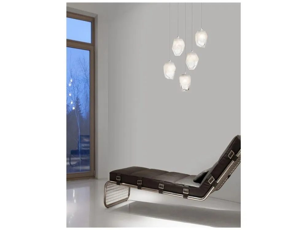Tovární Cena Závěsné svítidlo ICE bílé sklo s přechody a bílý kov G9 5x5W 230V IP20 bez žárovky - NOVA LUCE