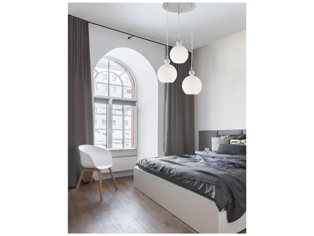 Časově Omezené Závěsné svítidlo ODELL chromovaný hliník opálové sklo E14 3x5W 230V IP20 bez žárovky - NOVA LUCE