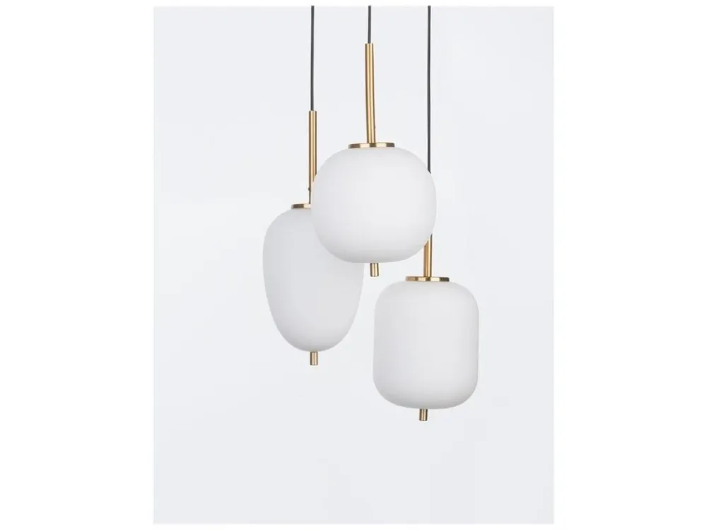 Závěsné svítidlo LATO opálové sklo antický mosazný kov černý kabel E14 3x5W 230V IP20 bez žárovky - NOVA LUCE Top Prodej