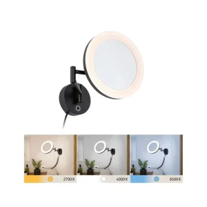 Aktuální LED kosmetické zrcadlo Masua IP44 CCT 230V 4W černá mat - PAULMANN