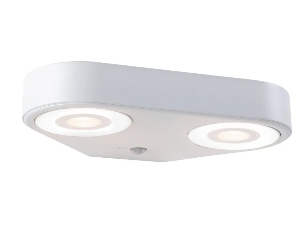 LED venkovní nástěnné svítidlo Silma pohybové čidlo dva světelné zdroje IP44 280x176mm 3000K 2x5,5 / 2x0,7W 230V bílá hliník - PAULMANN Ověřený