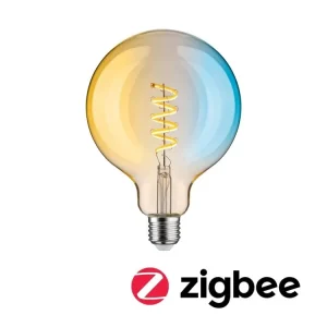 Akční Cena Filament 230V Smart Home Zigbee 3.0 LED Globe G125 E27 7,5W měnitelná bílá stmívatelné zlatá - PAULMANN