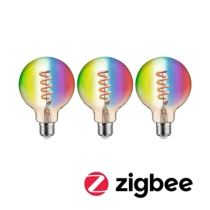 Filament 230V Smart Home Zigbee 3.0 LED Globe G95 E27 3x6,3W RGBW+ stmívatelné zlatá - PAULMANN Akce