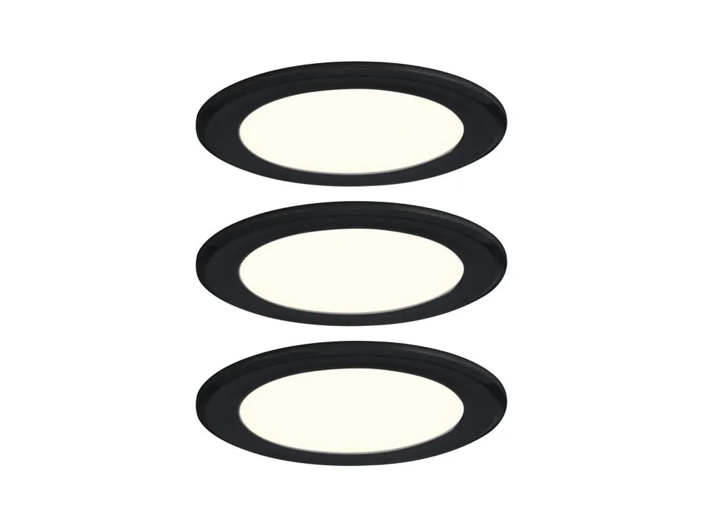 Časově Omezené LED vestavná nábytková svítidla 3ks sada kruhové 65mm 3x2,5W 230/12V 3000K černá mat - PAULMANN
