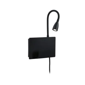 Cenový Hit LED nástěnné svítidlo Halina USB C 2700K 230V 2,4W černá mat - PAULMANN
