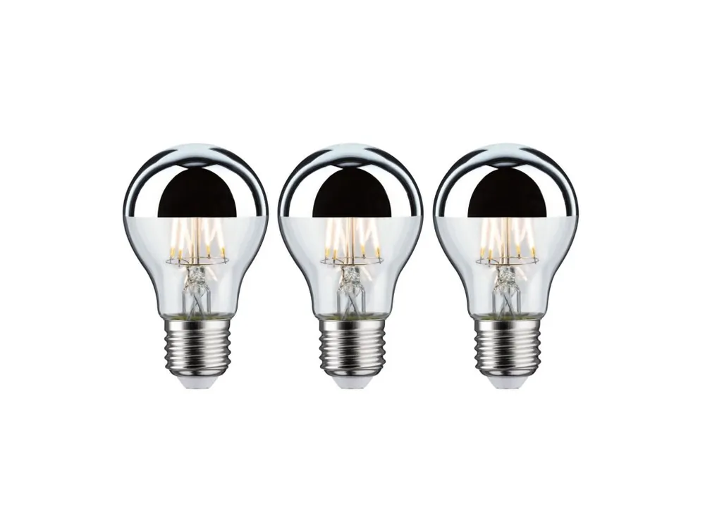 Dokud Zásoby Vydrží Sada LED žárovka E27 230V 3x6,5W 2700K zrcadlový svrchlík stříbrná - PAULMANN