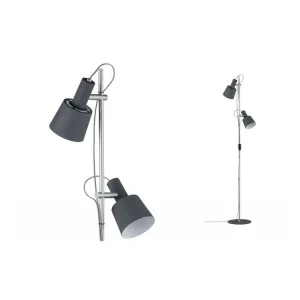 Akce Stojací lampa Neordic Haldar šedá / chrom matný - PAULMANN