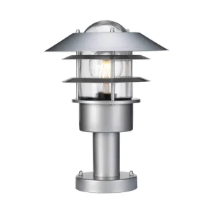Autentický Nízká venkovní lampa na zahradu Elstead HELSINGOR/stříbrná